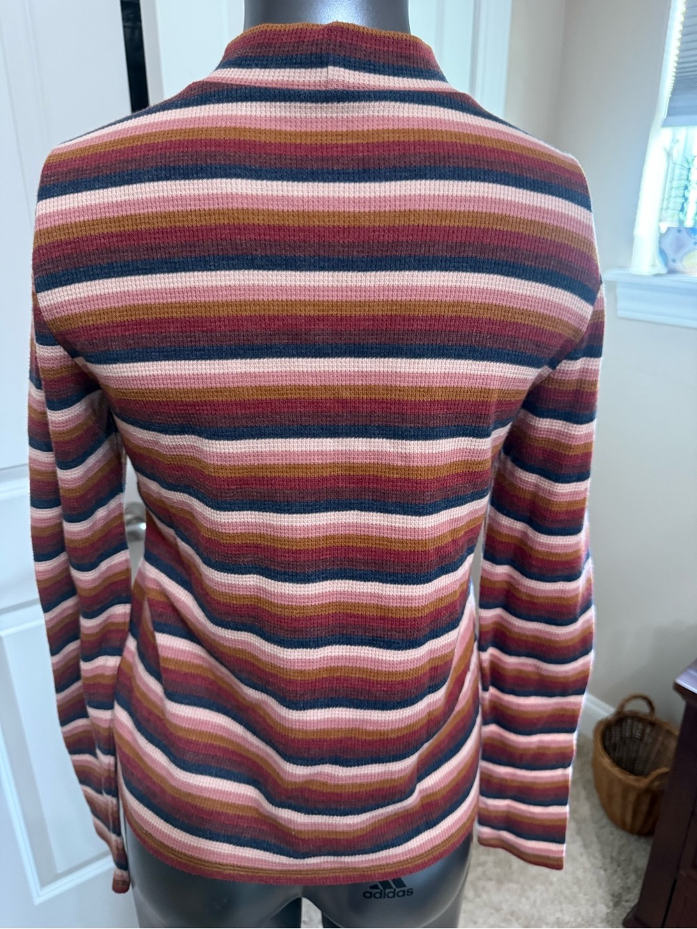 American Eagle Outfitters Striped Crew Neck Sweater - Pink, Rust & Navy